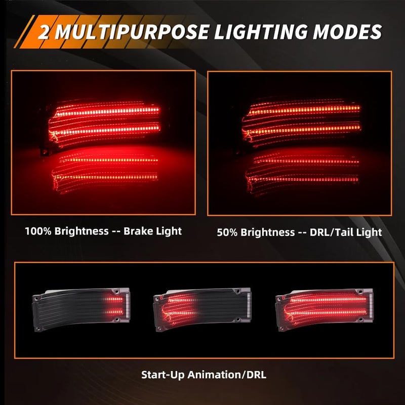 MOTRUM Tail Light Compatible with Chevy Chevelle 1966, [DOT] [IP67 Waterproof] Red LED Taillight Lamps, Replace OEM #CH-TL/RL-66, 1 Pair, Smoked Lens - Image 3